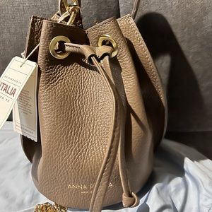Wonderful Anna Paola Crossbody Pebbled Italian Leather Bag